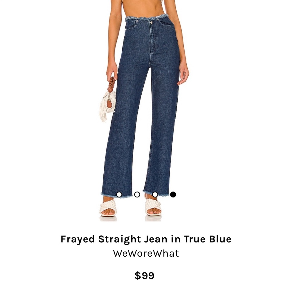 WeWoreWhat Frayed Waistband Indigo Denim Straight Jean